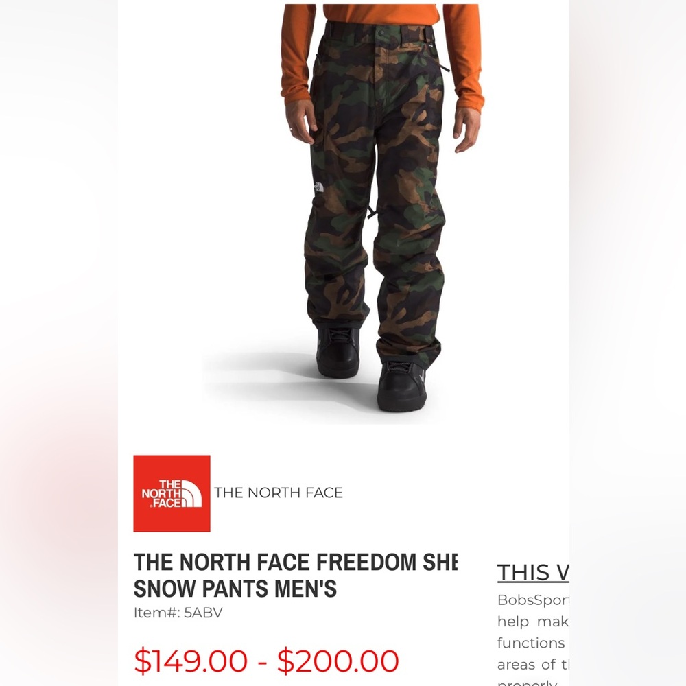 The North Face Men's Green Camouflage Snow Pants